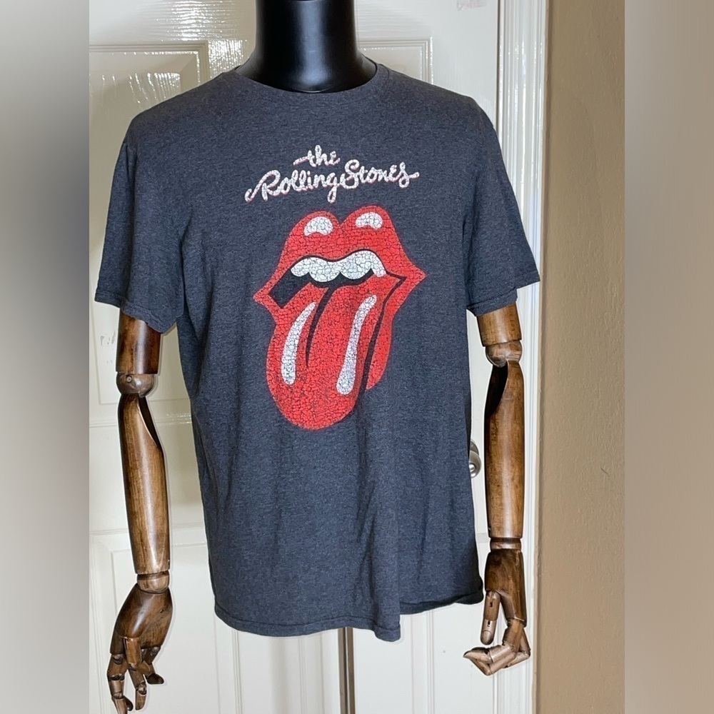 The Rolling Stones Lips Tongue Cracalled Logo 2021 Retro Gray T-Shirt Men Large  - Picture 4 of 8